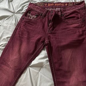 Rock revival burgundy jeans